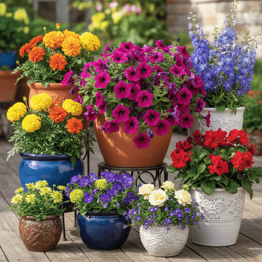 Plantas con flores coloridas