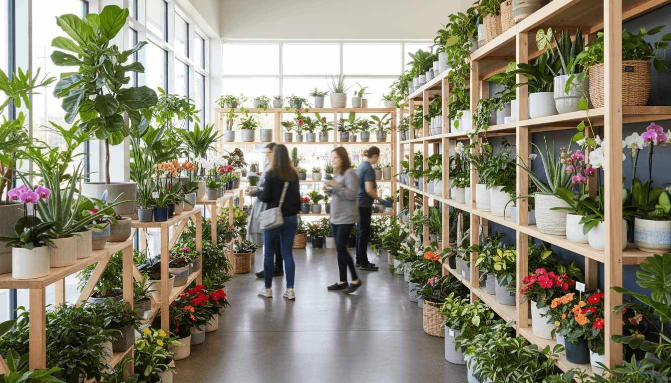 Amplia variedad de plantas en la tienda